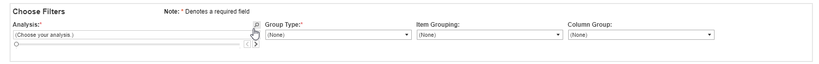 Item Summary by Item Group - Choose Filter options